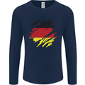 Torn Germany Flag German Day Football Mens Long Sleeve T-Shirt Navy Blue