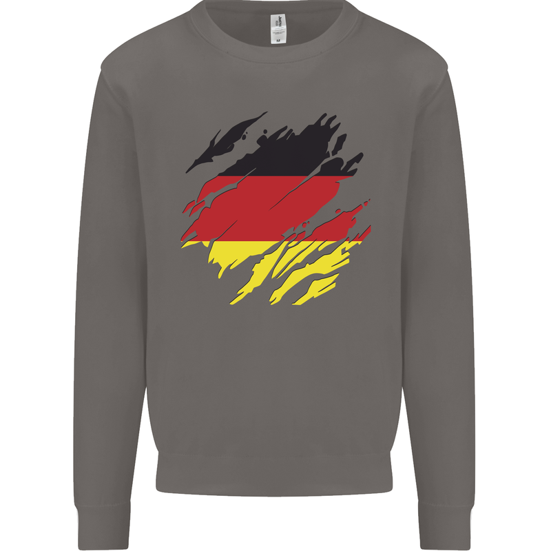 Torn Germany Flag German Day Football Mens Sweatshirt Jumper Charcoal