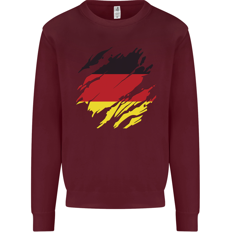 Torn Germany Flag German Day Football Mens Sweatshirt Jumper Maroon