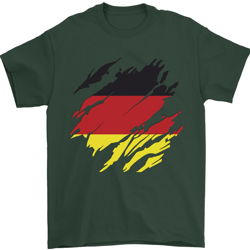 Torn Germany Flag German Day Football Mens T-Shirt 100% Cotton Forest Green