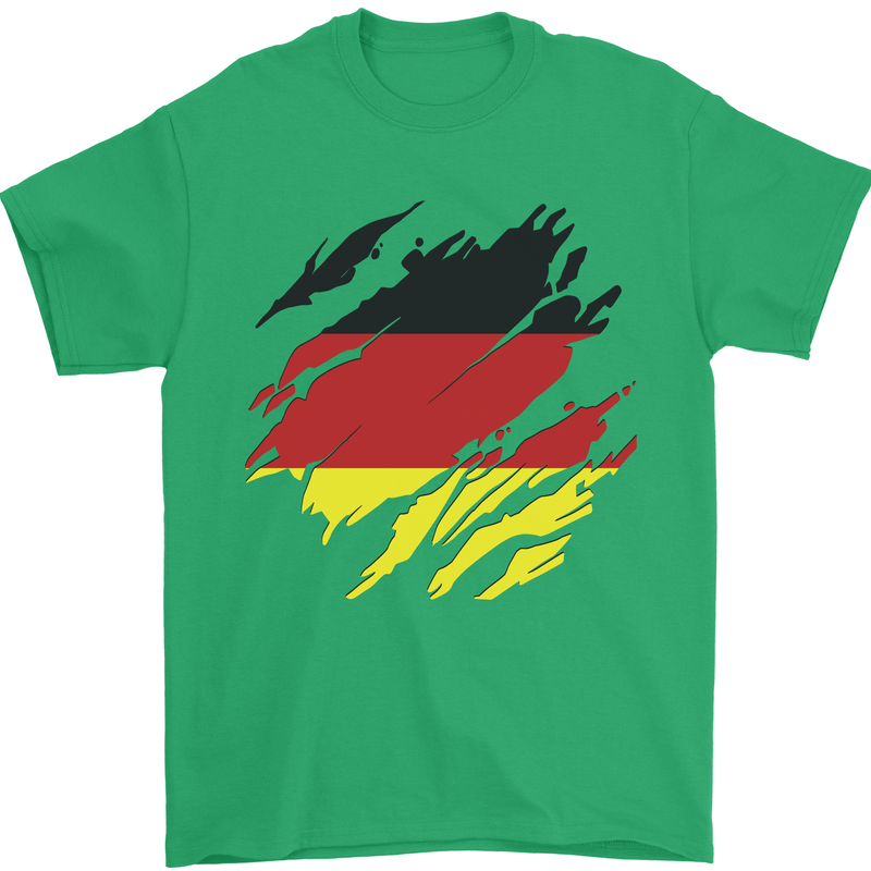Torn Germany Flag German Day Football Mens T-Shirt 100% Cotton Irish Green