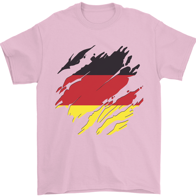 Torn Germany Flag German Day Football Mens T-Shirt 100% Cotton Light Pink