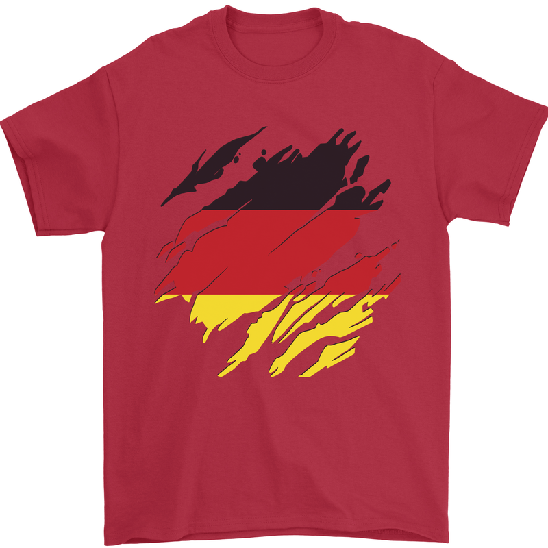 Torn Germany Flag German Day Football Mens T-Shirt 100% Cotton Red
