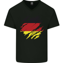 Torn Germany Flag German Day Football Mens V-Neck Cotton T-Shirt Black