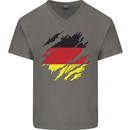 Torn Germany Flag German Day Football Mens V-Neck Cotton T-Shirt Charcoal