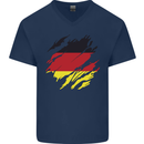 Torn Germany Flag German Day Football Mens V-Neck Cotton T-Shirt Navy Blue