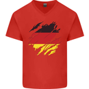 Torn Germany Flag German Day Football Mens V-Neck Cotton T-Shirt Red