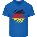 Torn Germany Flag German Day Football Mens V-Neck Cotton T-Shirt Royal Blue