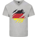 Torn Germany Flag German Day Football Mens V-Neck Cotton T-Shirt Sports Grey