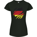 Torn Germany Flag German Day Football Womens Petite Cut T-Shirt Black