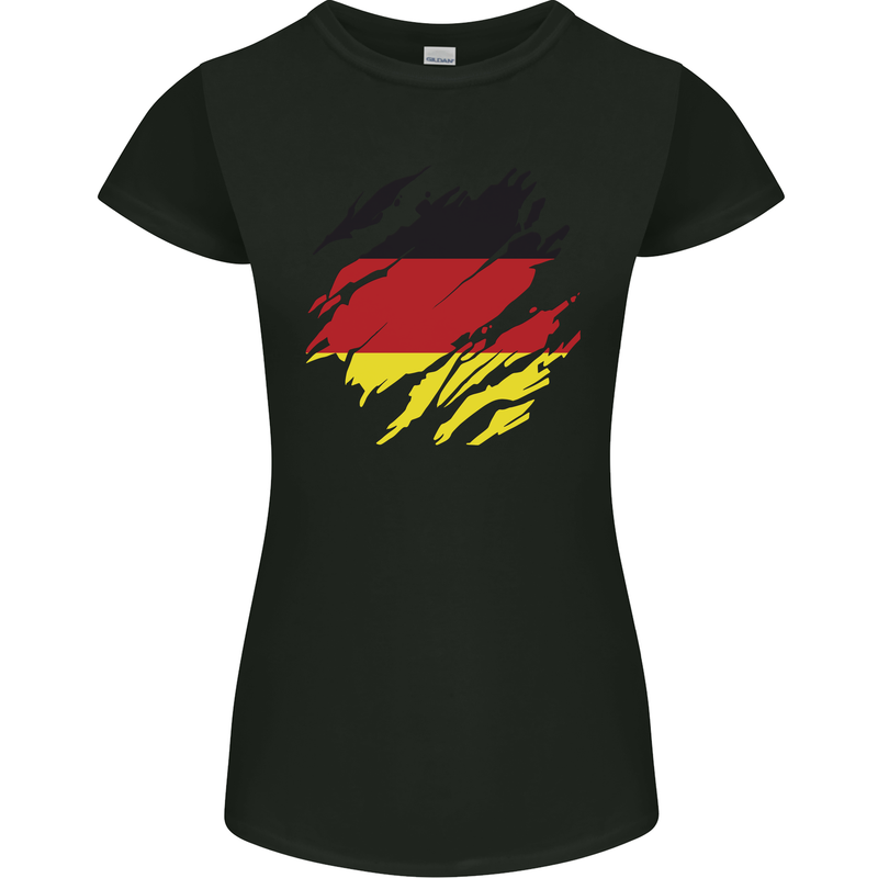 Torn Germany Flag German Day Football Womens Petite Cut T-Shirt Black