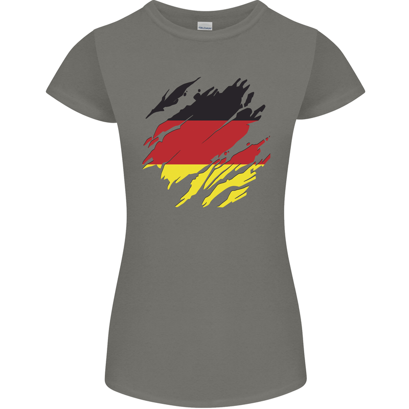Torn Germany Flag German Day Football Womens Petite Cut T-Shirt Charcoal