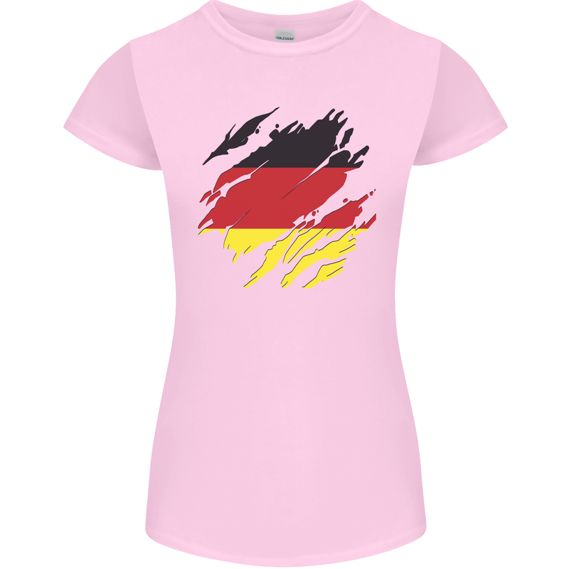 Torn Germany Flag German Day Football Womens Petite Cut T-Shirt Light Pink