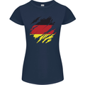 Torn Germany Flag German Day Football Womens Petite Cut T-Shirt Navy Blue