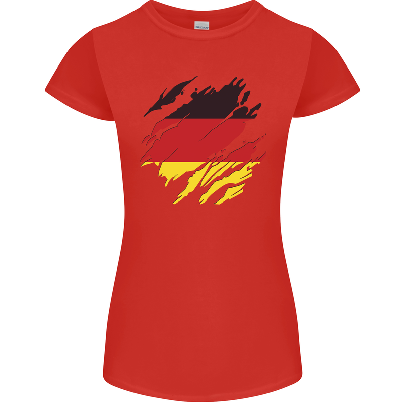 Torn Germany Flag German Day Football Womens Petite Cut T-Shirt Red