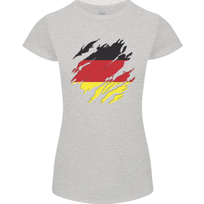 Torn Germany Flag German Day Football Womens Petite Cut T-Shirt Sports Grey
