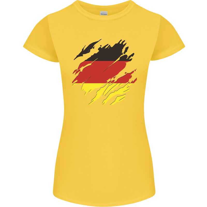Torn Germany Flag German Day Football Womens Petite Cut T-Shirt Yellow