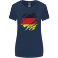Torn Germany Flag German Day Football Womens Wider Cut T-Shirt Navy Blue