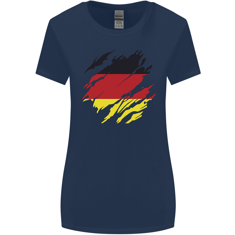 Torn Germany Flag German Day Football Womens Wider Cut T-Shirt Navy Blue