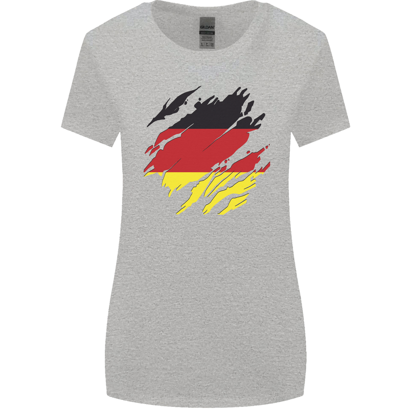 Torn Germany Flag German Day Football Womens Wider Cut T-Shirt Sports Grey