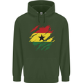 Torn Ghana Flag Ghanaian Day Football Childrens Kids Hoodie Forest Green