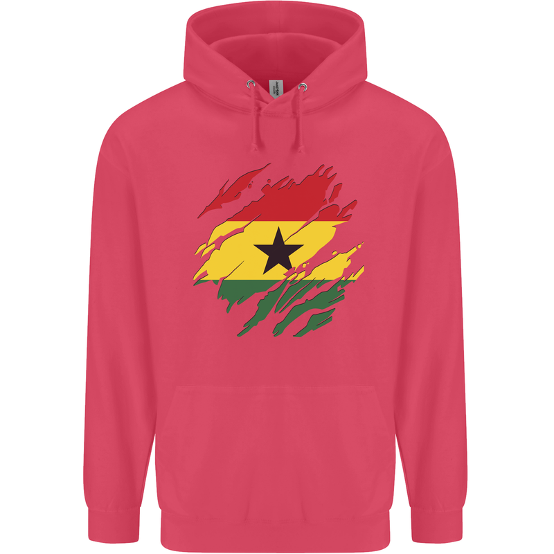 Torn Ghana Flag Ghanaian Day Football Childrens Kids Hoodie Heliconia