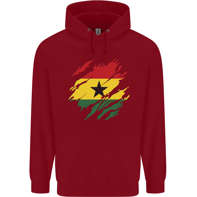 Torn Ghana Flag Ghanaian Day Football Childrens Kids Hoodie Red