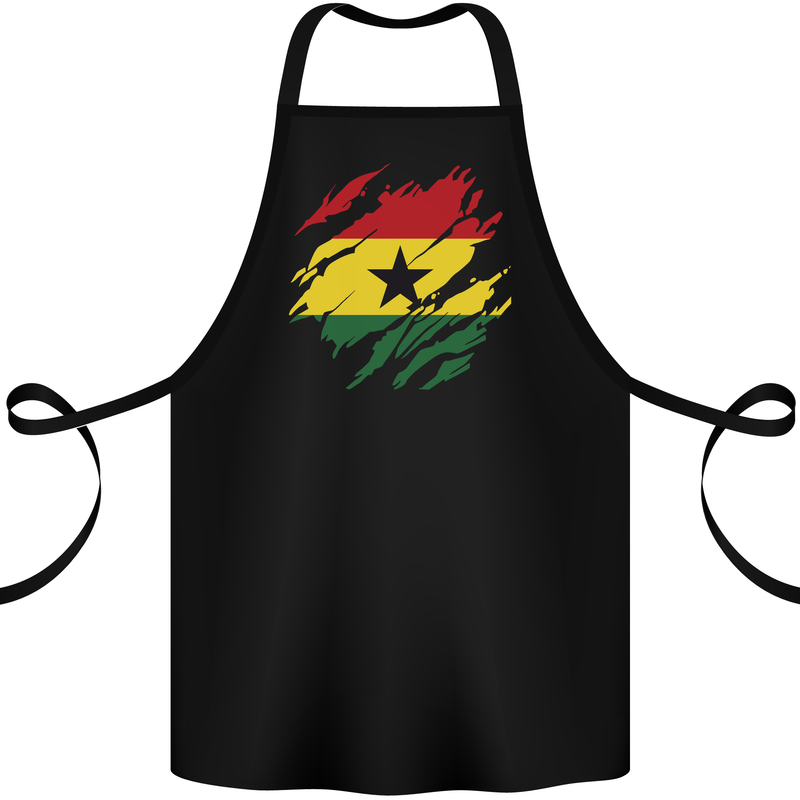 Torn Ghana Flag Ghanaian Day Football Cotton Apron 100% Organic Black