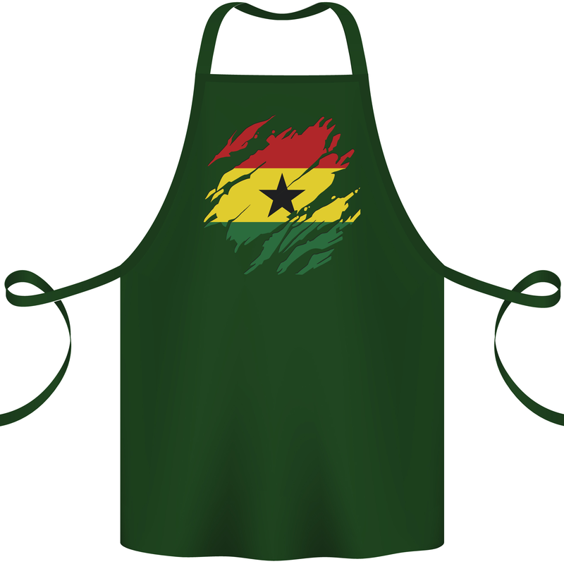 Torn Ghana Flag Ghanaian Day Football Cotton Apron 100% Organic Forest Green