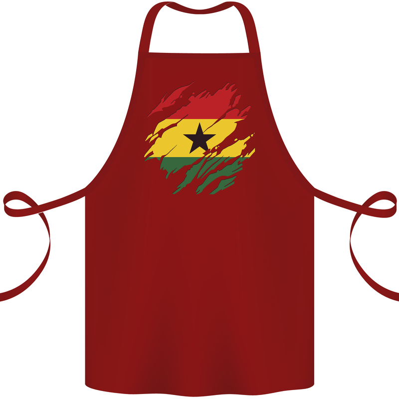 Torn Ghana Flag Ghanaian Day Football Cotton Apron 100% Organic Maroon
