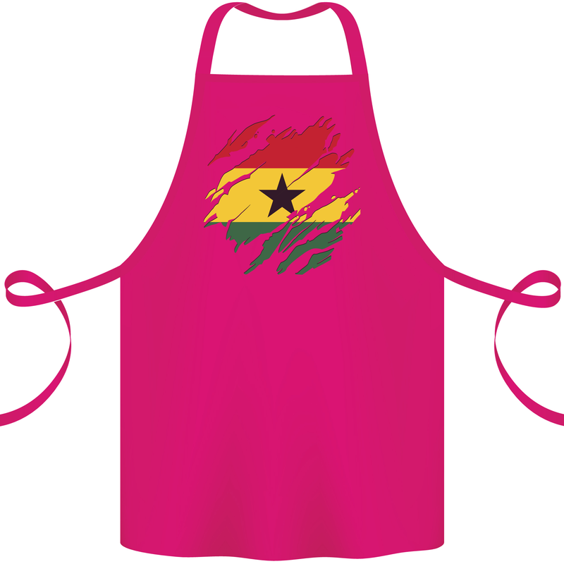 Torn Ghana Flag Ghanaian Day Football Cotton Apron 100% Organic Pink