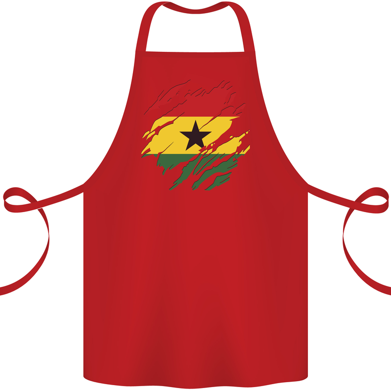Torn Ghana Flag Ghanaian Day Football Cotton Apron 100% Organic Red