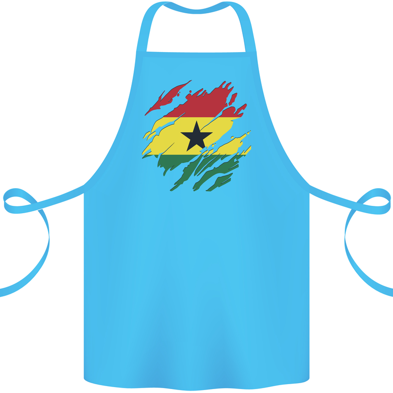 Torn Ghana Flag Ghanaian Day Football Cotton Apron 100% Organic Turquoise