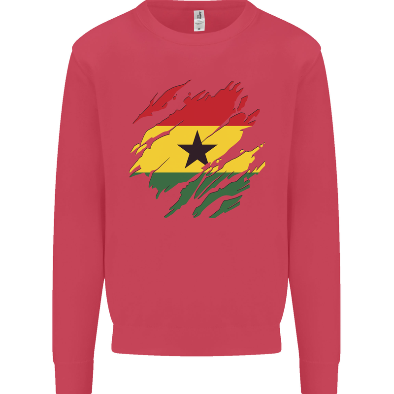 Torn Ghana Flag Ghanaian Day Football Kids Sweatshirt Jumper Heliconia