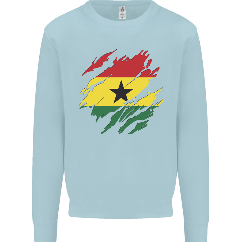 Torn Ghana Flag Ghanaian Day Football Kids Sweatshirt Jumper Light Blue