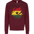 Torn Ghana Flag Ghanaian Day Football Kids Sweatshirt Jumper Maroon