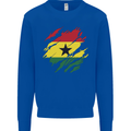 Torn Ghana Flag Ghanaian Day Football Kids Sweatshirt Jumper Royal Blue