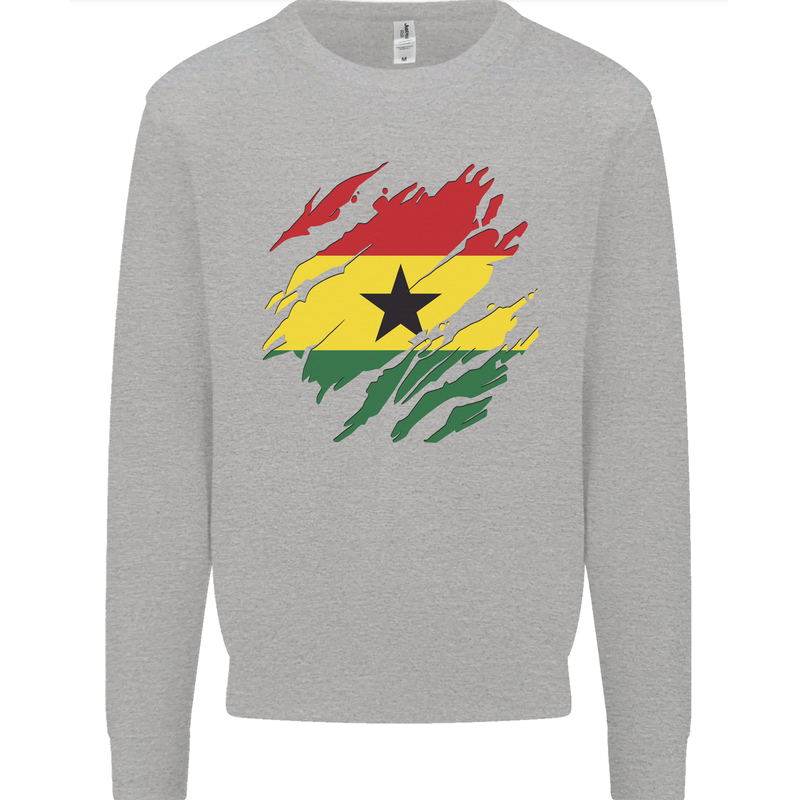 Torn Ghana Flag Ghanaian Day Football Kids Sweatshirt Jumper Sports Grey