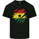 Torn Ghana Flag Ghanaian Day Football Kids T-Shirt Childrens Black