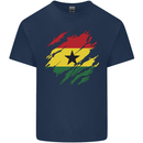 Torn Ghana Flag Ghanaian Day Football Kids T-Shirt Childrens Navy Blue