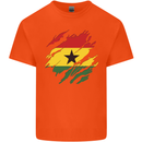 Torn Ghana Flag Ghanaian Day Football Kids T-Shirt Childrens Orange