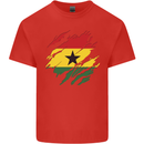 Torn Ghana Flag Ghanaian Day Football Kids T-Shirt Childrens Red