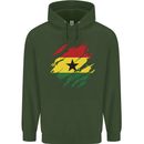 Torn Ghana Flag Ghanaian Day Football Mens 80% Cotton Hoodie Forest Green