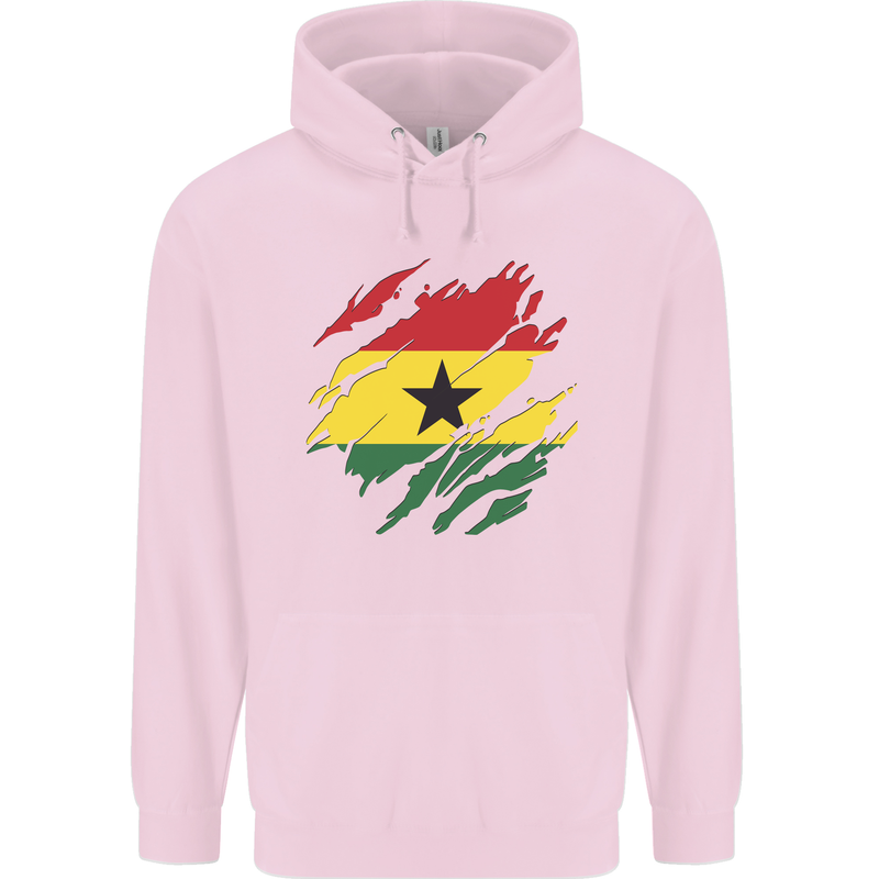 Torn Ghana Flag Ghanaian Day Football Mens 80% Cotton Hoodie Light Pink