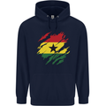 Torn Ghana Flag Ghanaian Day Football Mens 80% Cotton Hoodie Navy Blue