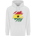 Torn Ghana Flag Ghanaian Day Football Mens 80% Cotton Hoodie White