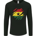 Torn Ghana Flag Ghanaian Day Football Mens Long Sleeve T-Shirt Black