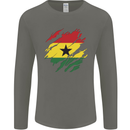 Torn Ghana Flag Ghanaian Day Football Mens Long Sleeve T-Shirt Charcoal