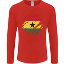 Torn Ghana Flag Ghanaian Day Football Mens Long Sleeve T-Shirt Red
