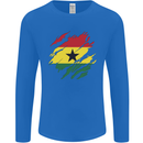 Torn Ghana Flag Ghanaian Day Football Mens Long Sleeve T-Shirt Royal Blue